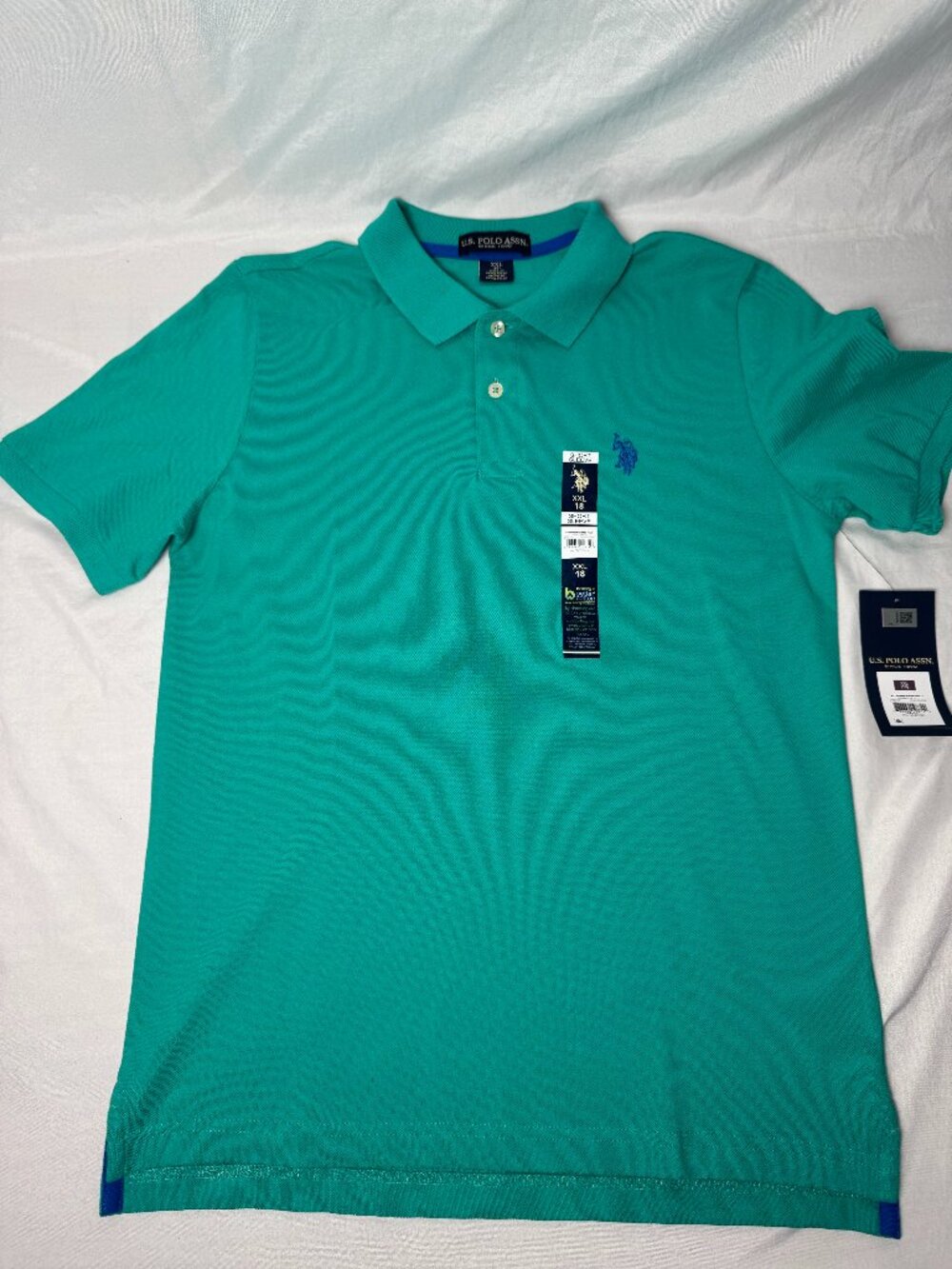 U.S. Polo Assn. Boys XXL 18 Polo Shirt Emerald Green Blue Logo NWT